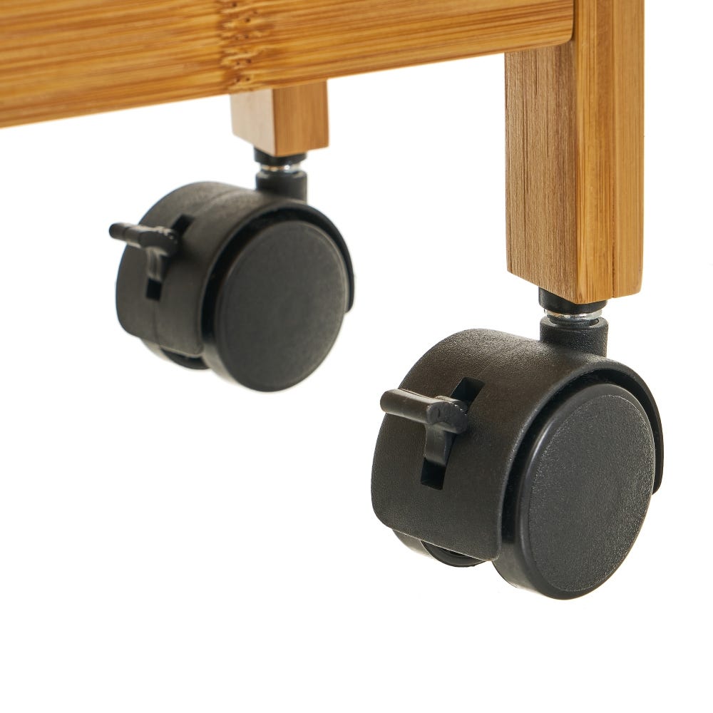Lolahome Carro Con Ruedas De 3 Estantes De Madera De Bambú Natural De 36x15x74 Cm