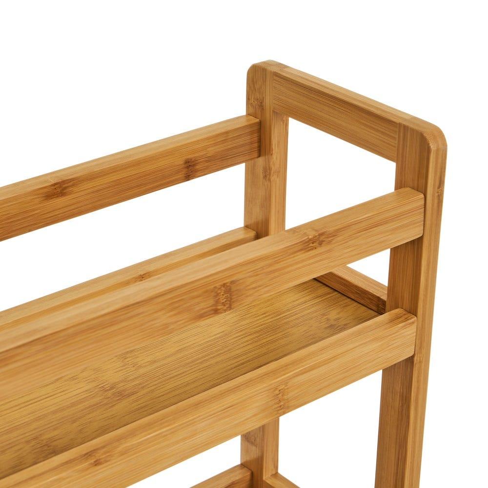 lolahome Carro con ruedas de 3 estantes de madera de bambú natural de 36x15x74 cm