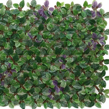 Lolahome Celosía Extensible Con Seto Artificial PREMIUM Hojas Moradas De 1 8x0 9 M. Realista Y Natural Alta Ocultación Tratamiento UV No Inflamable Transpirable. Para Jardín Balcón Terraza