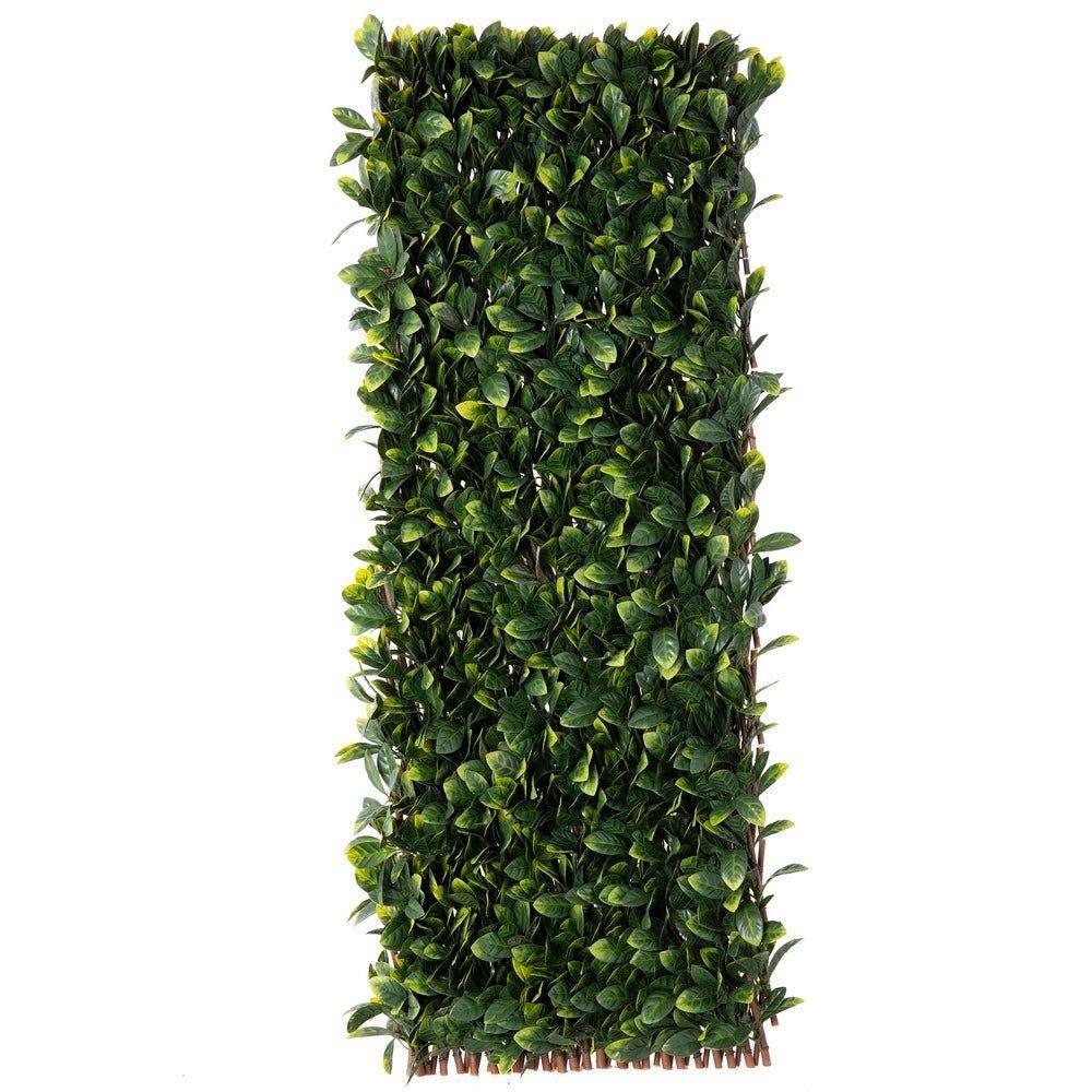 lolahome Celosía extensible con seto artificial PREMIUM Laurel de 2x1 m. Realista y Natural Alta Ocultación Tratamiento UV No inflamable Transpirable. Para Jardín Balcón Terraza o Piscina