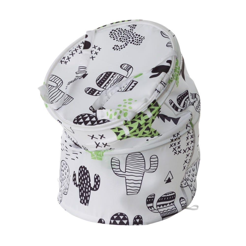 lolahome Cesto de ropa plegable blanco de tela con cactus de Ø 40x55 cm