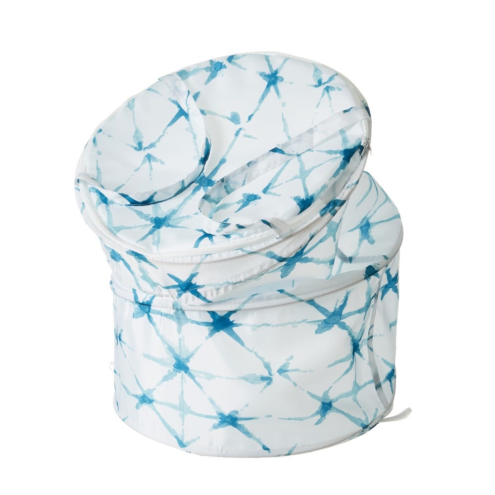 lolahome Cesto de ropa plegable de estrellas de tela azul y blanco de Ø 40x55 cm