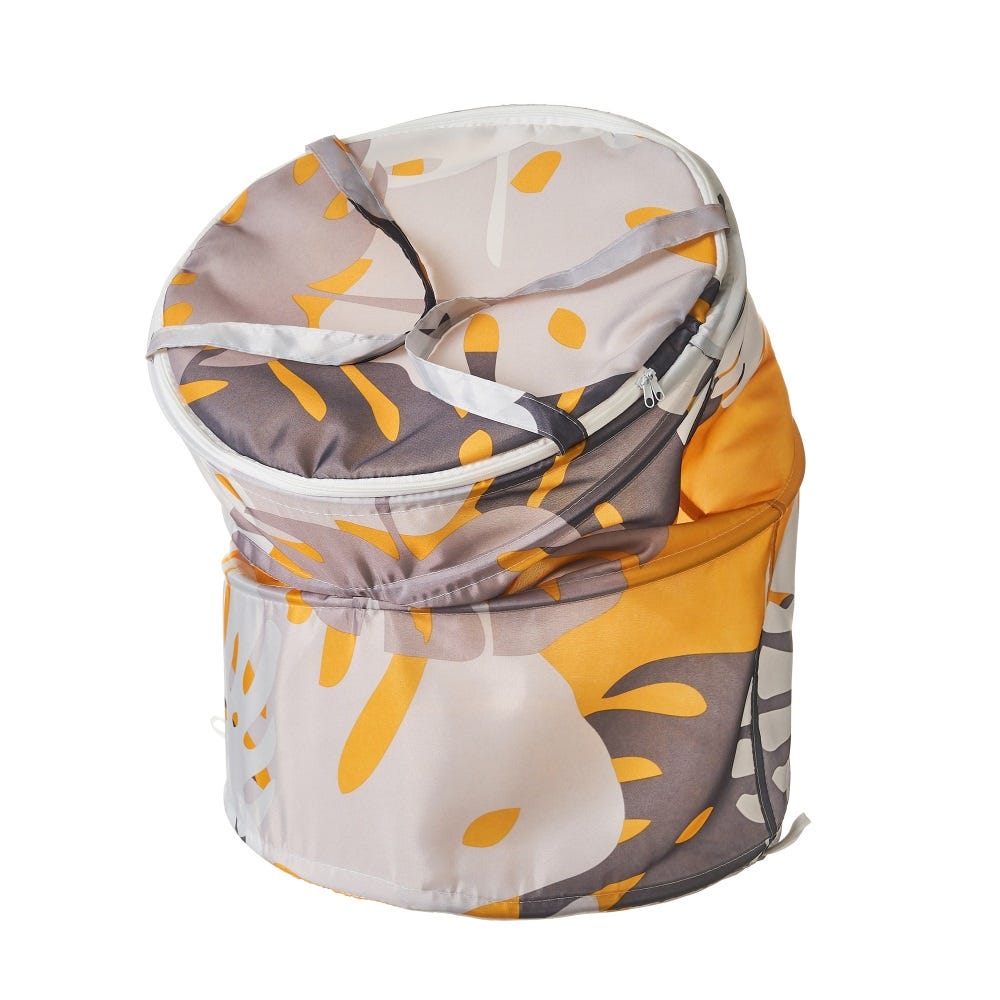 lolahome Cesto de ropa plegable de tela de hojas marrón y gris de Ø 40x55 cm