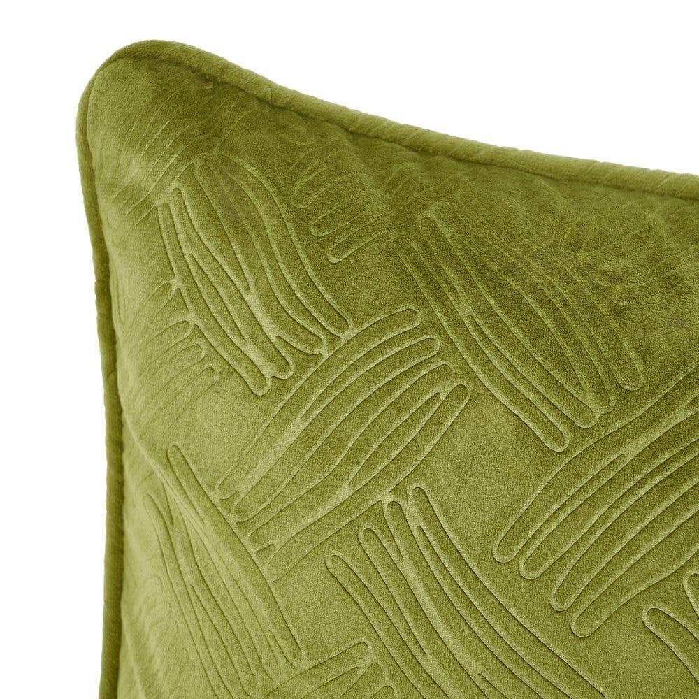 lolahome Cojín con ribete verde de terciopelo de 50x30 cm con relleno