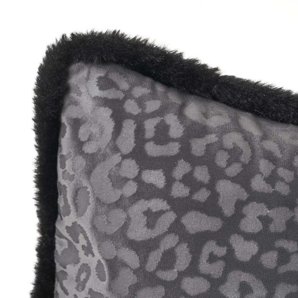 lolahome Cojín rectangular leopardo gris de terciopelo de 50x30 cm con relleno
