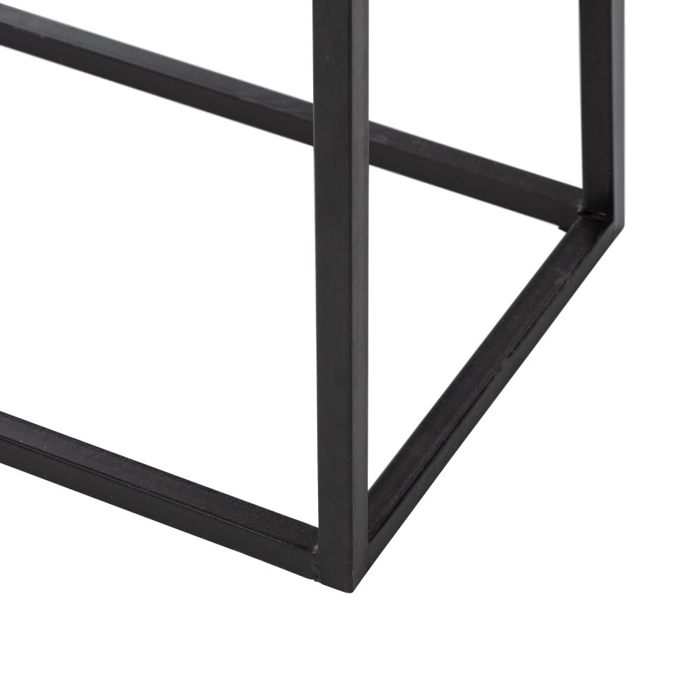 Lolahome Consola Con Mosaico De Rayas Negra De Nácar De 140x35x75 Cm