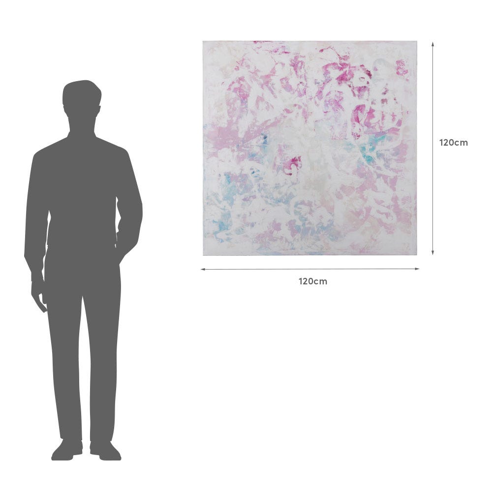Lolahome Cuadro Abstracto Pintado A Mano Sobre Lienzo Rosa De 120x120 Cm