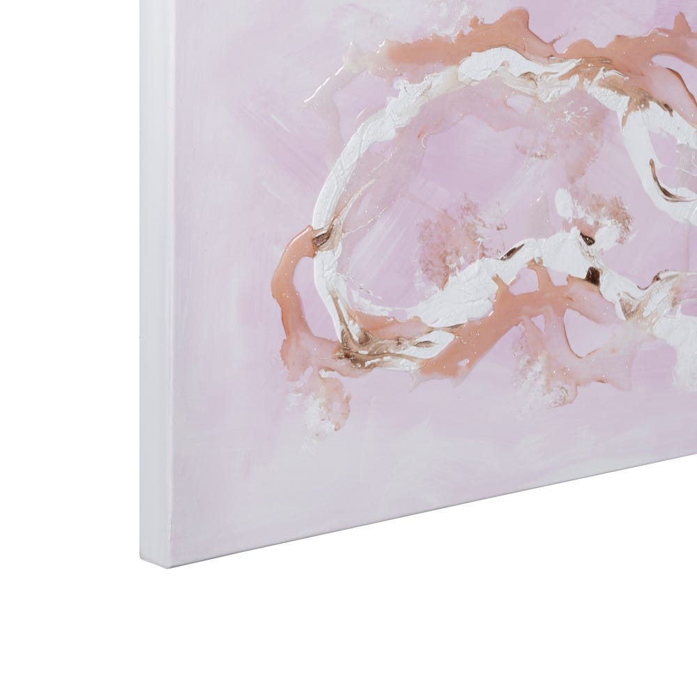 Lolahome Cuadro Cabecero Abstracto Pintado A Mano Sobre Lienzo Rosa De 150x80 Cm