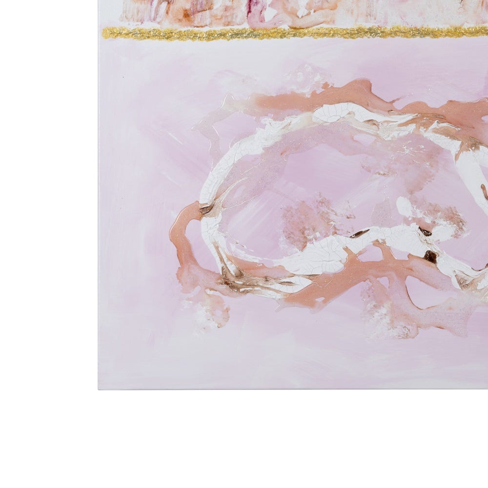 Lolahome Cuadro Cabecero Abstracto Pintado A Mano Sobre Lienzo Rosa De 150x80 Cm