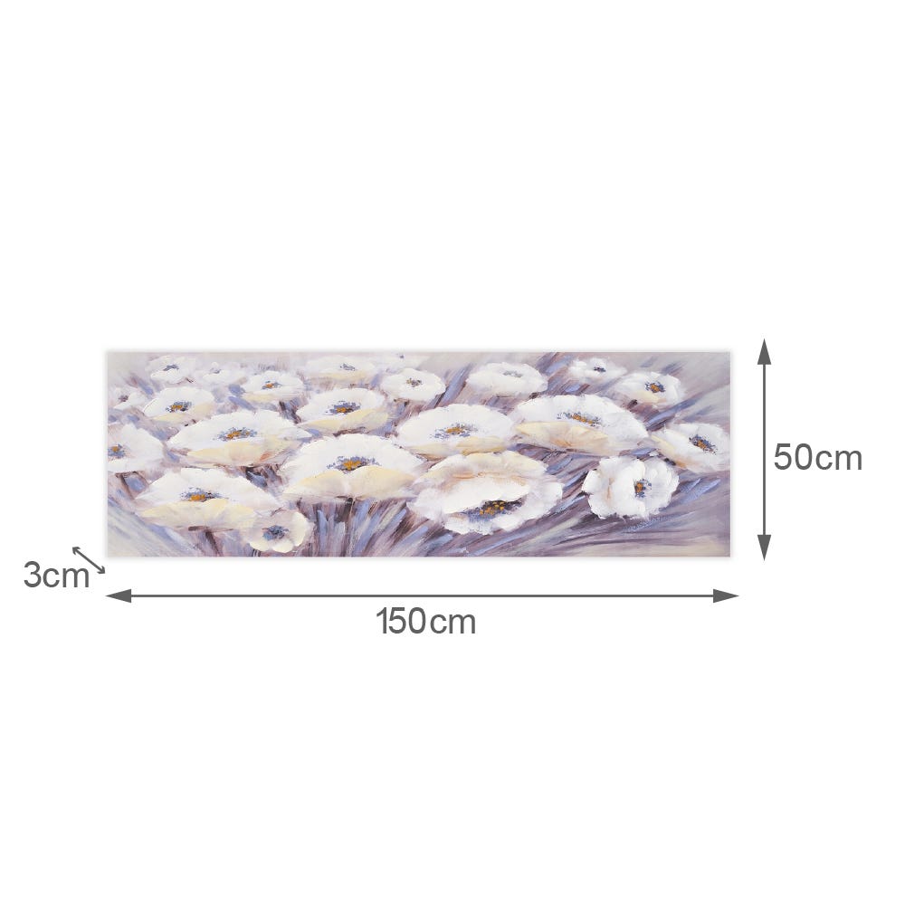 Lolahome Cuadro Cabecero De Flores Fotoimpreso Sobre Lienzo Gris De 150x50 Cm