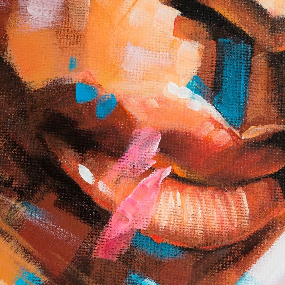 Lolahome Cuadro De Mujer En Lienzo Azul De 100x100 Cm