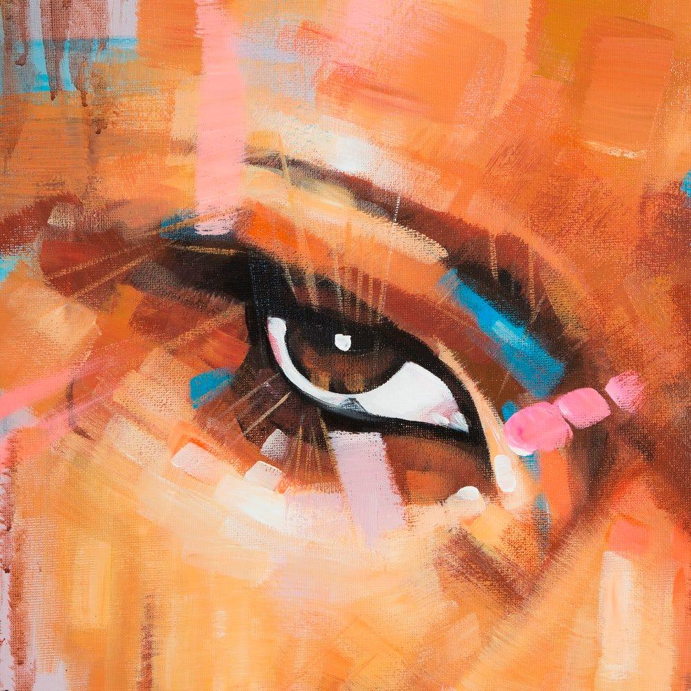 lolahome Cuadro de mujer en lienzo azul de 100x100 cm