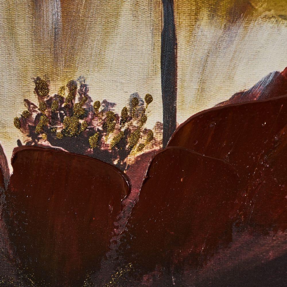 Lolahome Cuadro Lienzo De Flores Fotoimpreso De Madera Marrón De 120x80 Cm