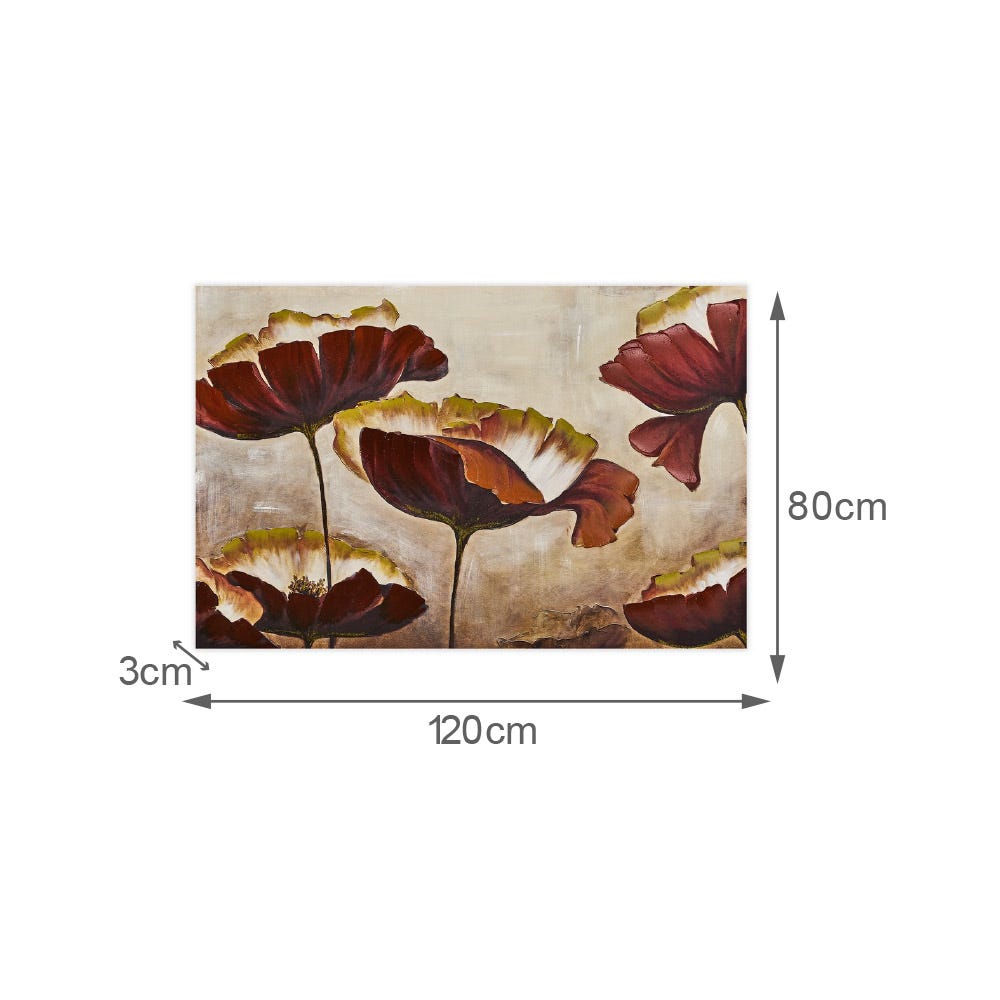 Lolahome Cuadro Lienzo De Flores Fotoimpreso De Madera Marrón De 120x80 Cm