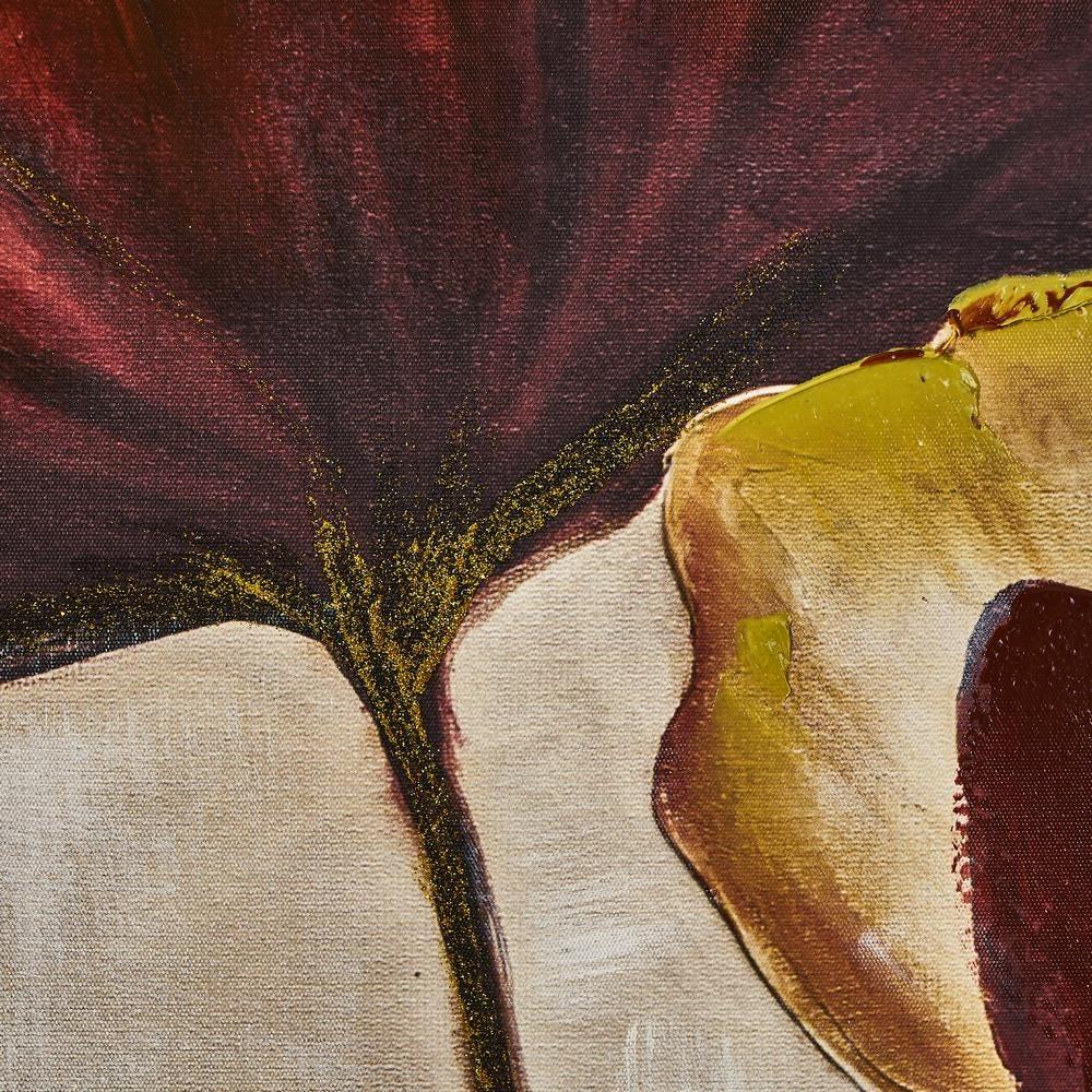 lolahome Cuadro lienzo de flores fotoimpreso de madera marrón de 120x80 cm