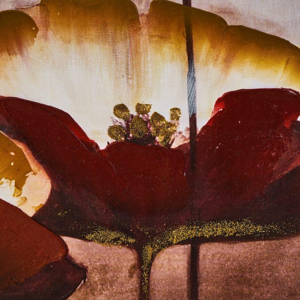 lolahome Cuadro lienzo de flores fotoimpreso de madera marrón de 120x80 cm