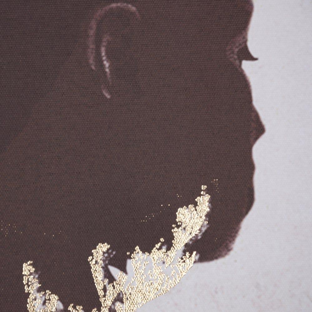 Lolahome Cuadro Lienzo Fotoimpreso De Mujer Enmarcado De Madera Blanco Y Dorado De Ø 70 Cm