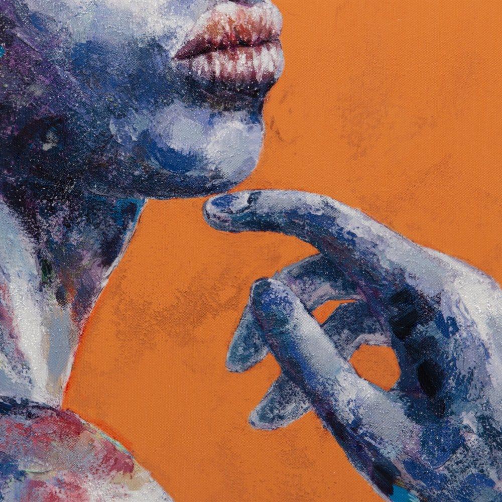 Lolahome Cuadro Pintura Africano Pintado A Mano De Lienzo Y Poliestireno Naranja De 75x100 Cm