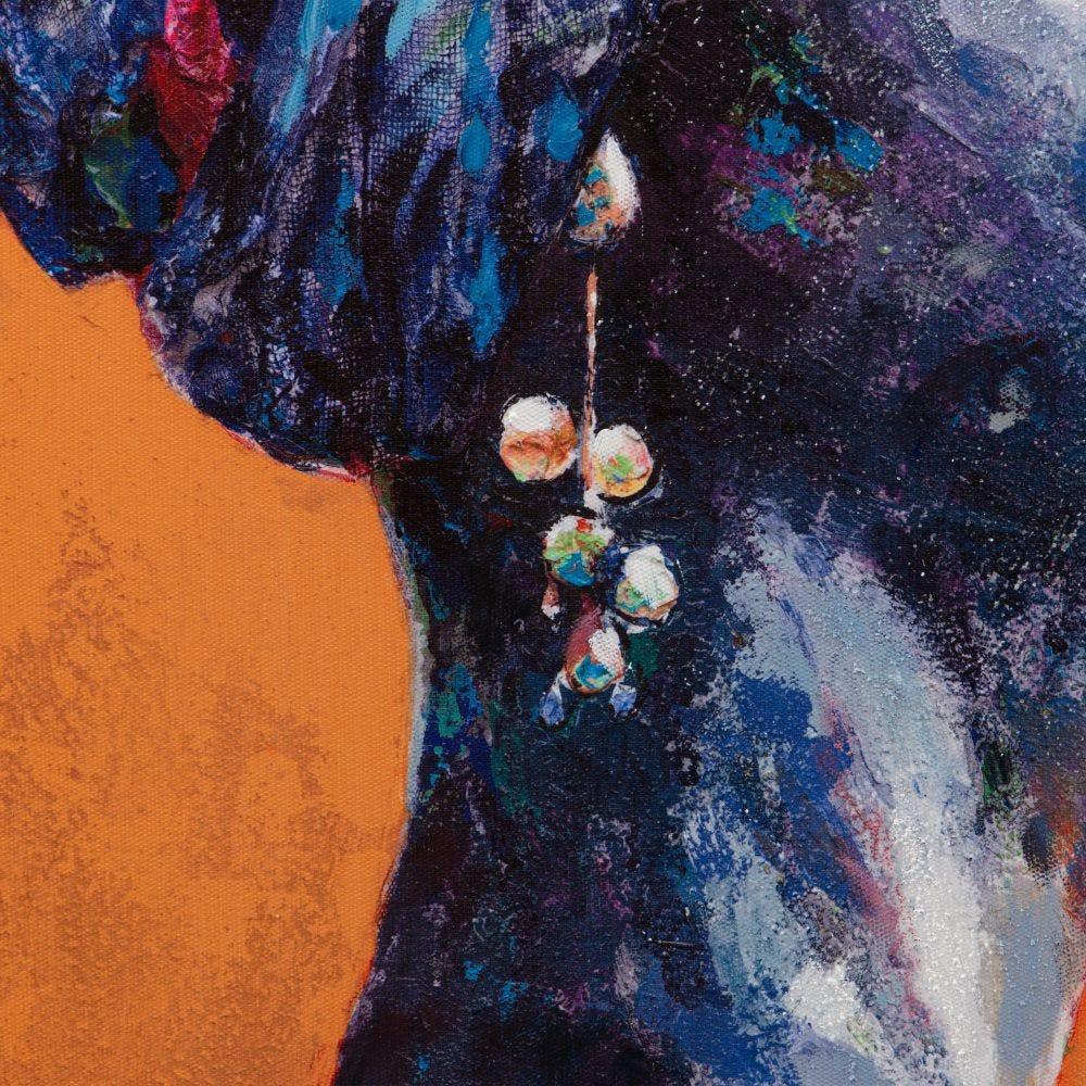 Lolahome Cuadro Pintura Africano Pintado A Mano De Lienzo Y Poliestireno Naranja De 75x100 Cm