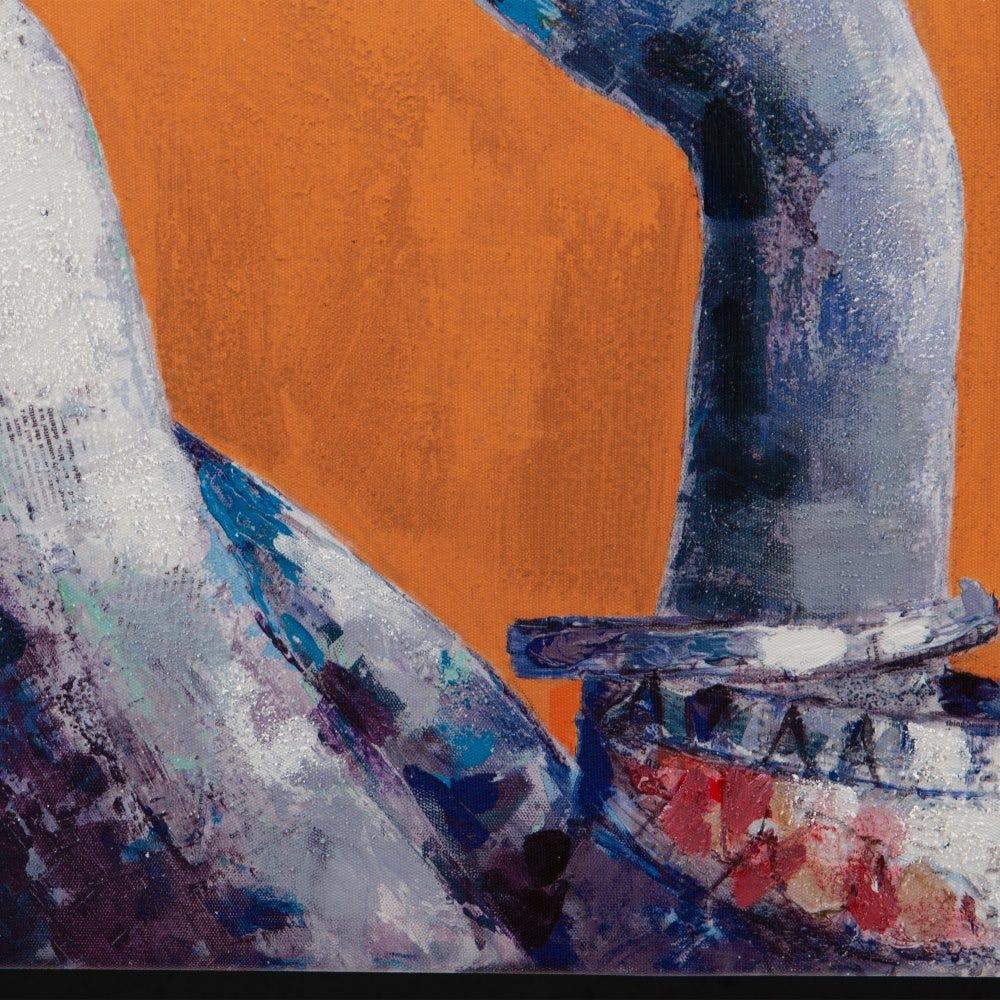 Lolahome Cuadro Pintura Africano Pintado A Mano De Lienzo Y Poliestireno Naranja De 75x100 Cm