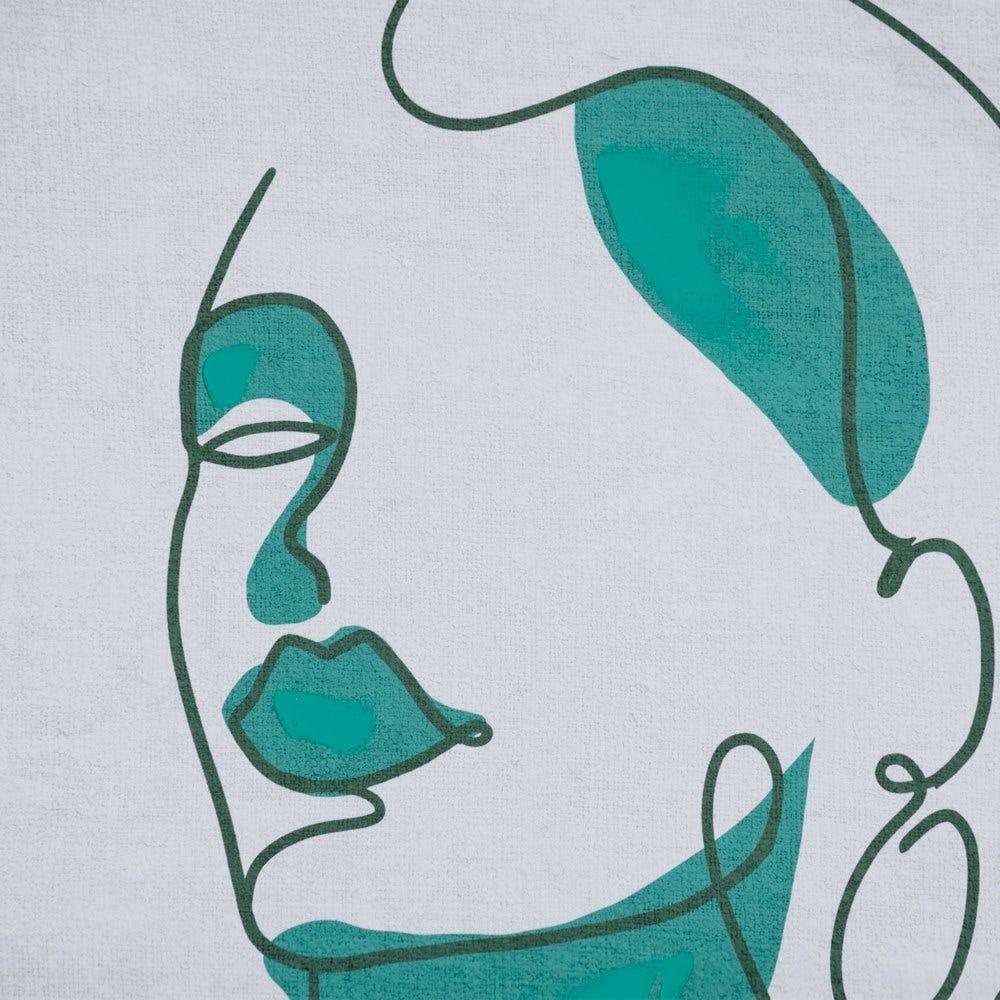 lolahome Cuadro pintura de mujer en lienzo enmarcado verde de 63x93 cm