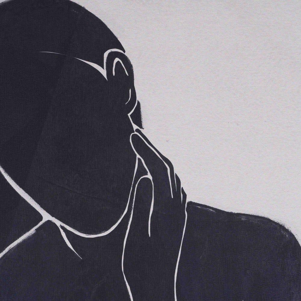 lolahome Cuadro silueta de impresión sobre lienzo negro de 63x93 cm