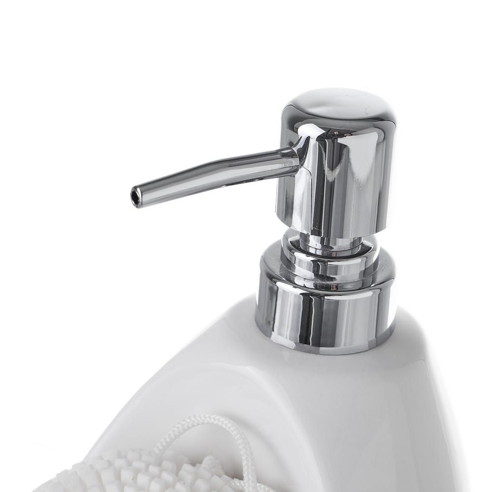 Lolahome Dispensador Con Estropajo Blanco De Cerámica De 11x12x21 Cm