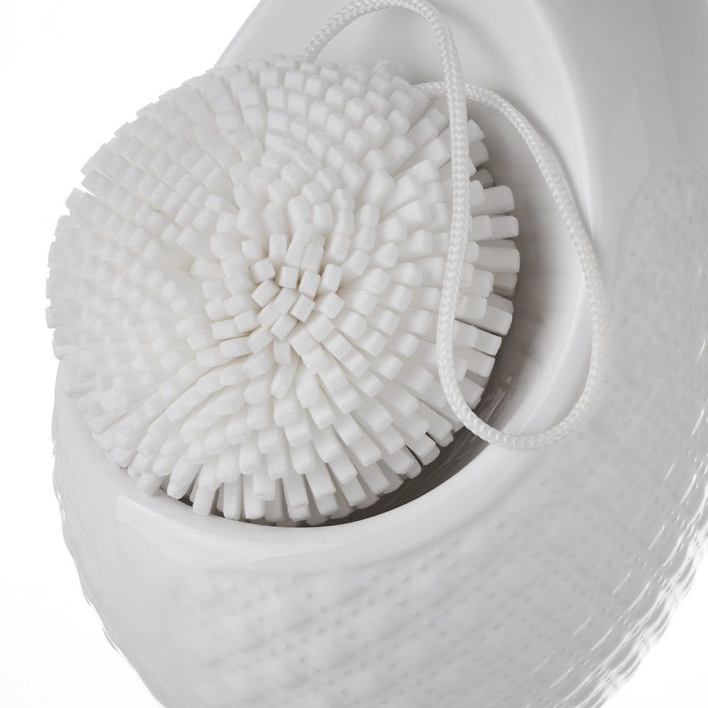 lolahome Dispensador con estropajo blanco de cerámica de 11x12x21 cm