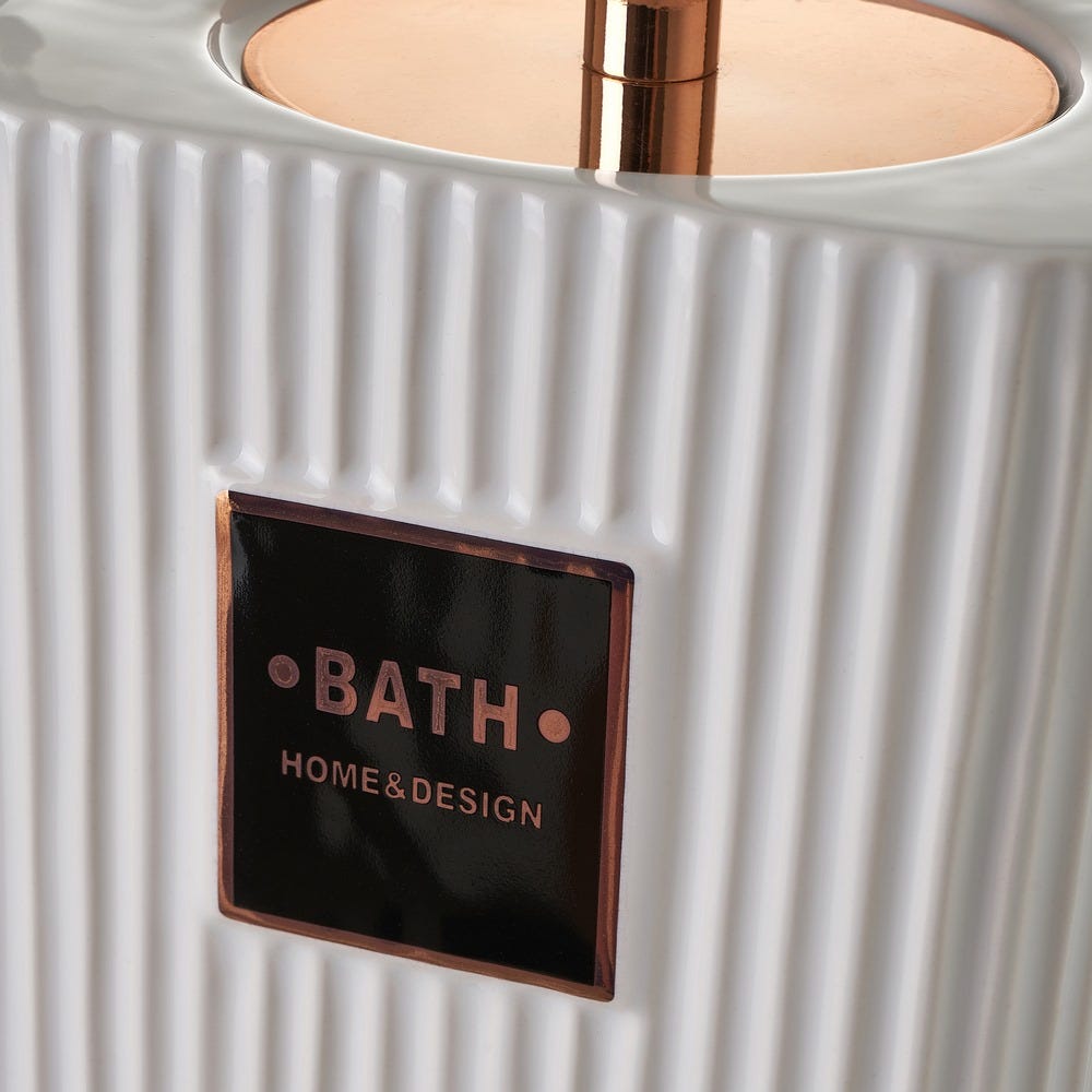 Lolahome Escobillero Acanalado De Cerámica Blanco De 15x12x32 Cm