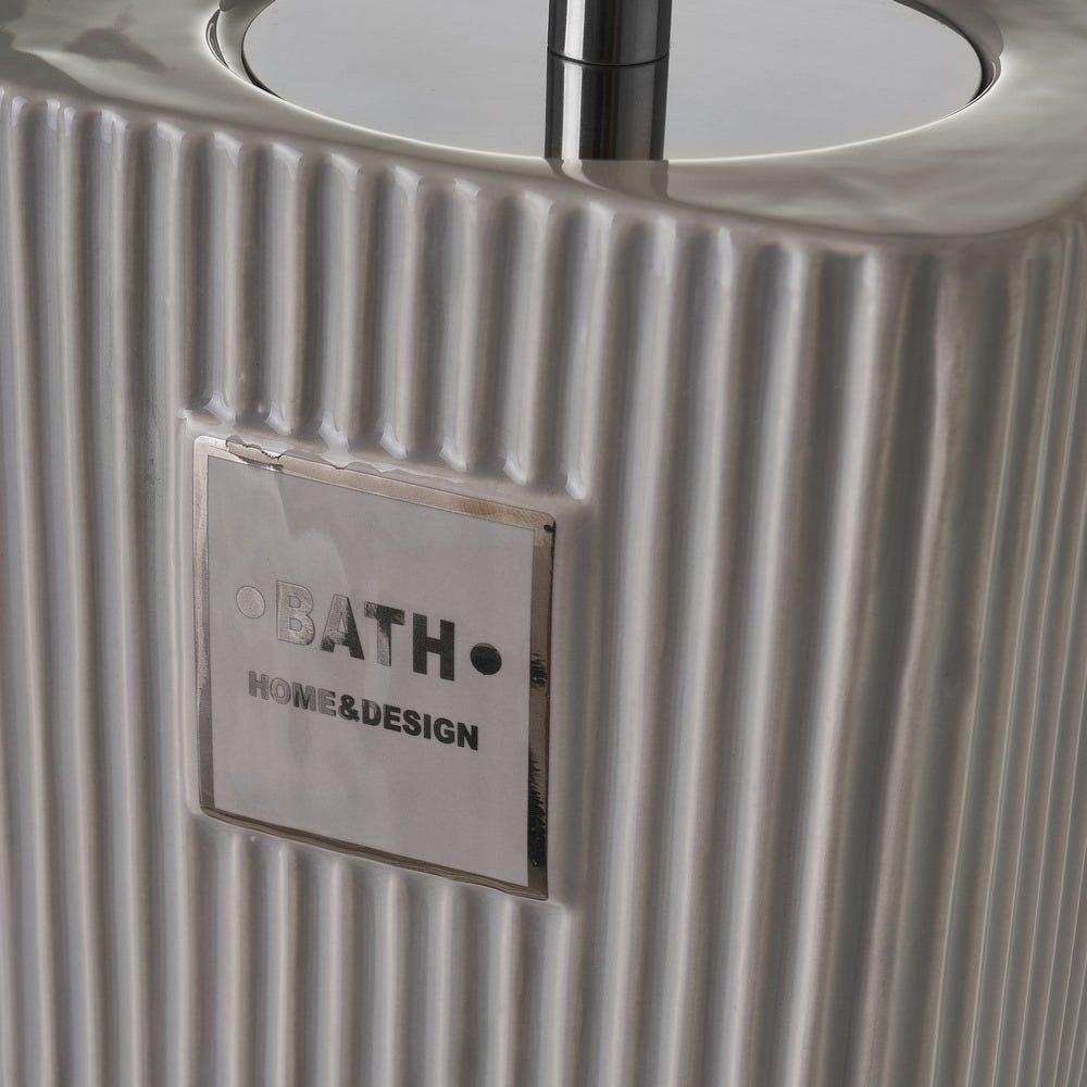 Lolahome Escobillero Acanalado De Cerámica Gris De 15x12x32 Cm