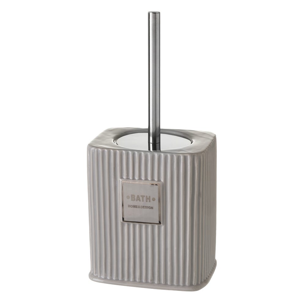 lolahome Escobillero acanalado de cerámica gris de 15x12x32 cm