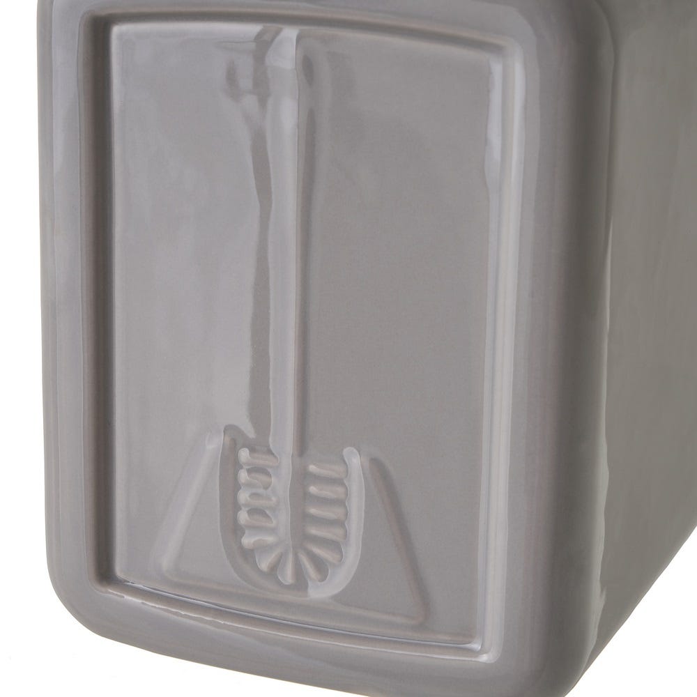 Lolahome Escobillero Con Grabado De Cerámica Gris De 11x11x30 Cm