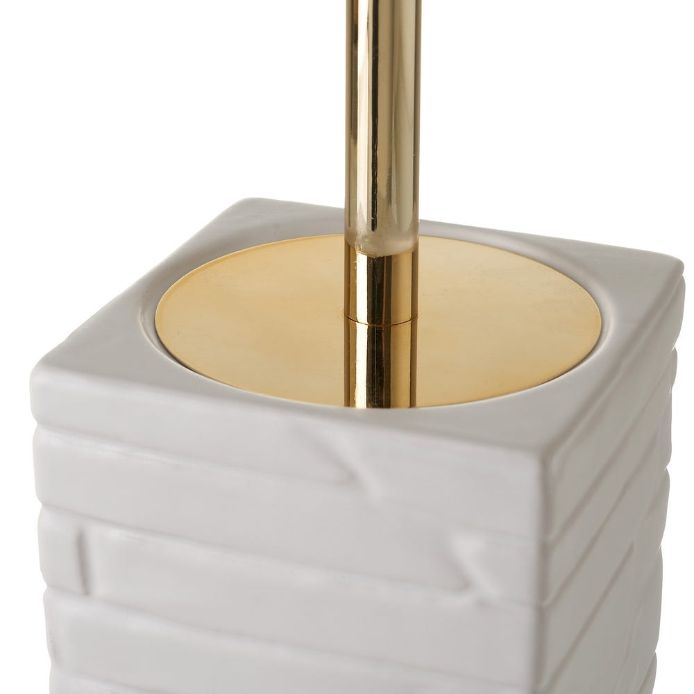 Lolahome Escobillero Con Textura Blanco Y Dorado De Cerámica De 10x10x30 Cm