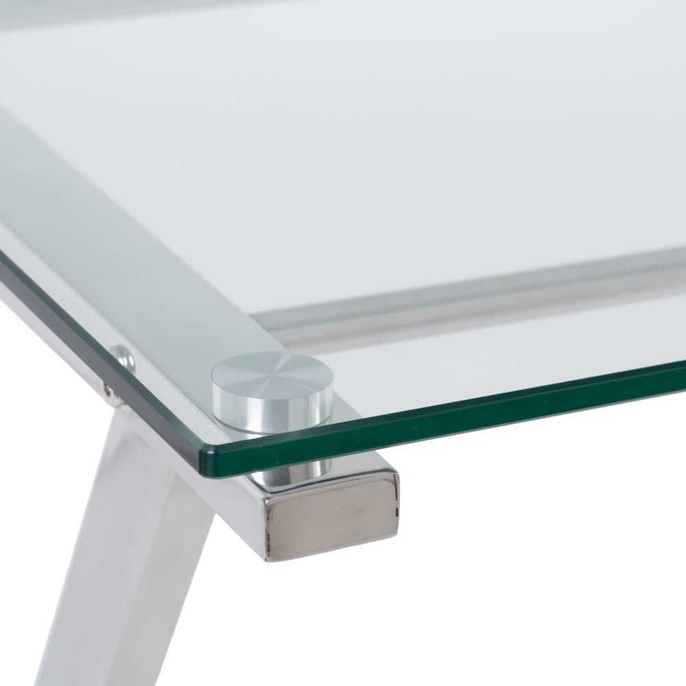 Lolahome Escritorio De Diseño De Cristal Templado Y Metal Plateado De 110x55x76 Cm