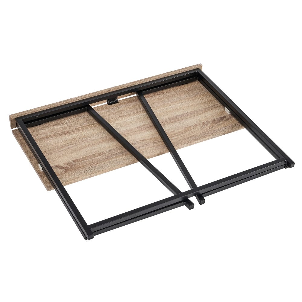 lolahome Escritorio plegable negro y natural de madera y metal de 91x45x74 cm