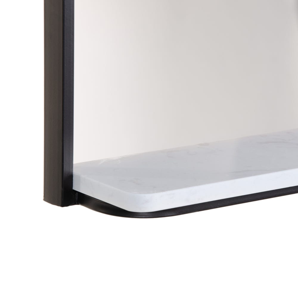 Lolahome Espejo Con Estante Negro De Metal Y Cristal De 90x60 Cm