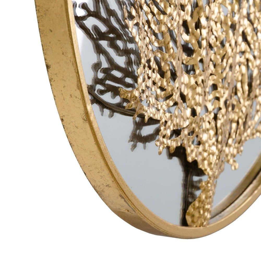 Lolahome Espejo Coral Dorado De Cristal Y Metal De Ø 70 Cm