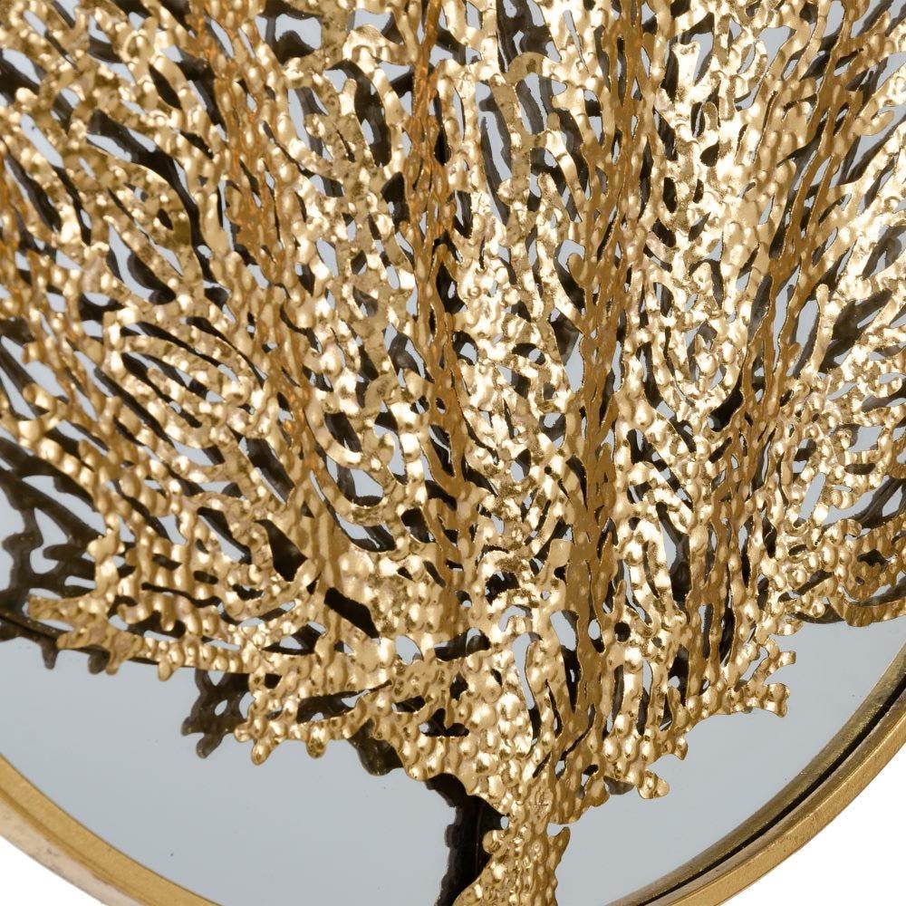 Lolahome Espejo Coral Dorado De Cristal Y Metal De Ø 70 Cm