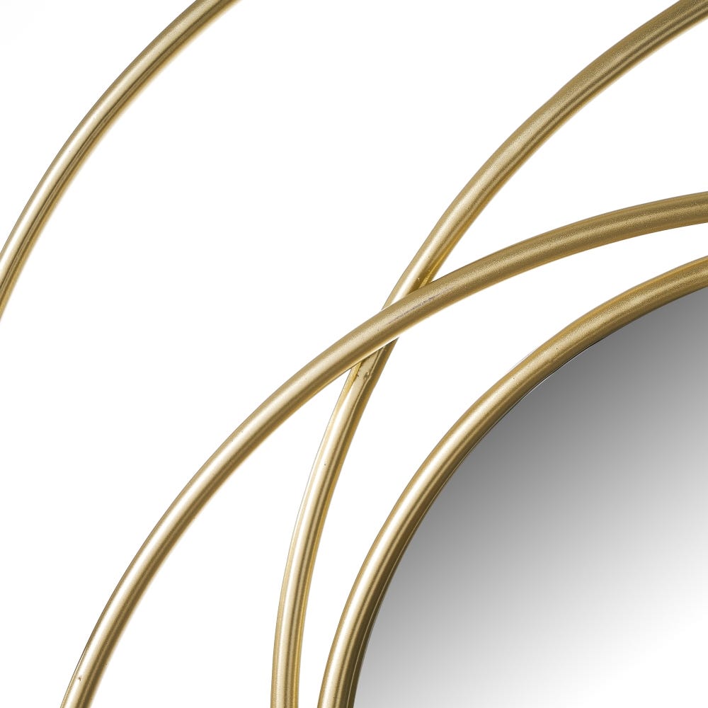 lolahome Espejo de anillas dorado de hierro de Ø 68cm