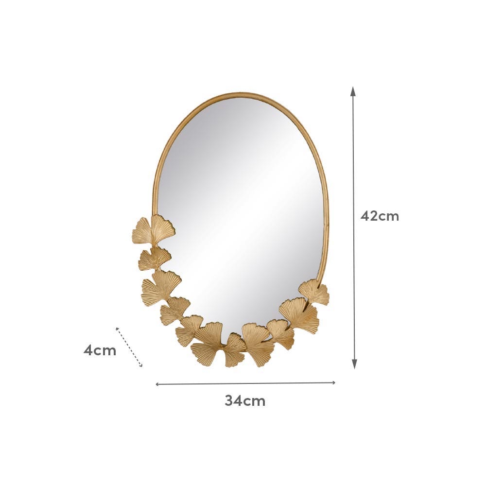 Lolahome Espejo De Hojas Dorado De Metal De 34x42 Cm
