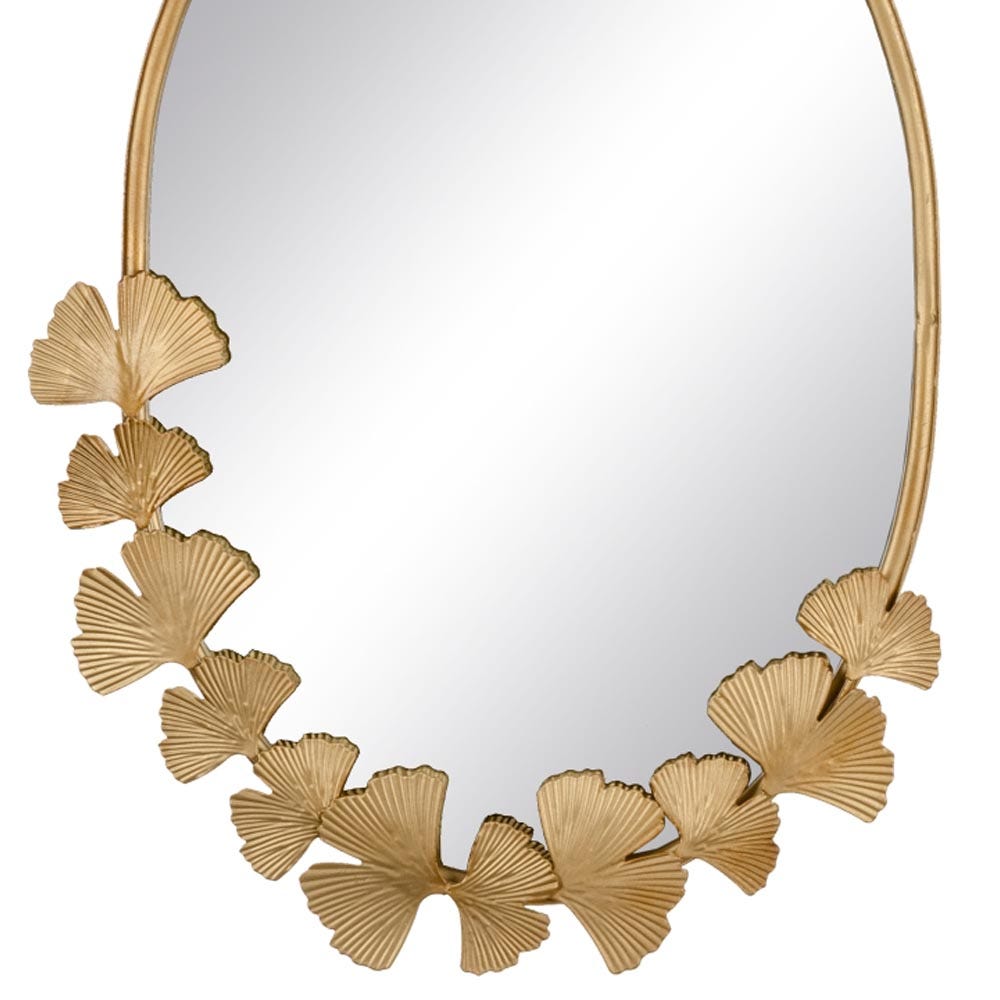 lolahome Espejo de hojas dorado de metal de 34x42 cm
