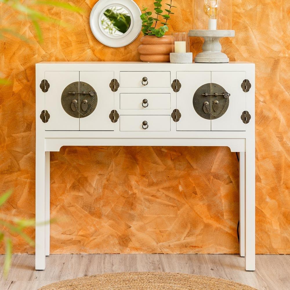 lolahome Espejo envejecido blanco y plateado.Set de 3