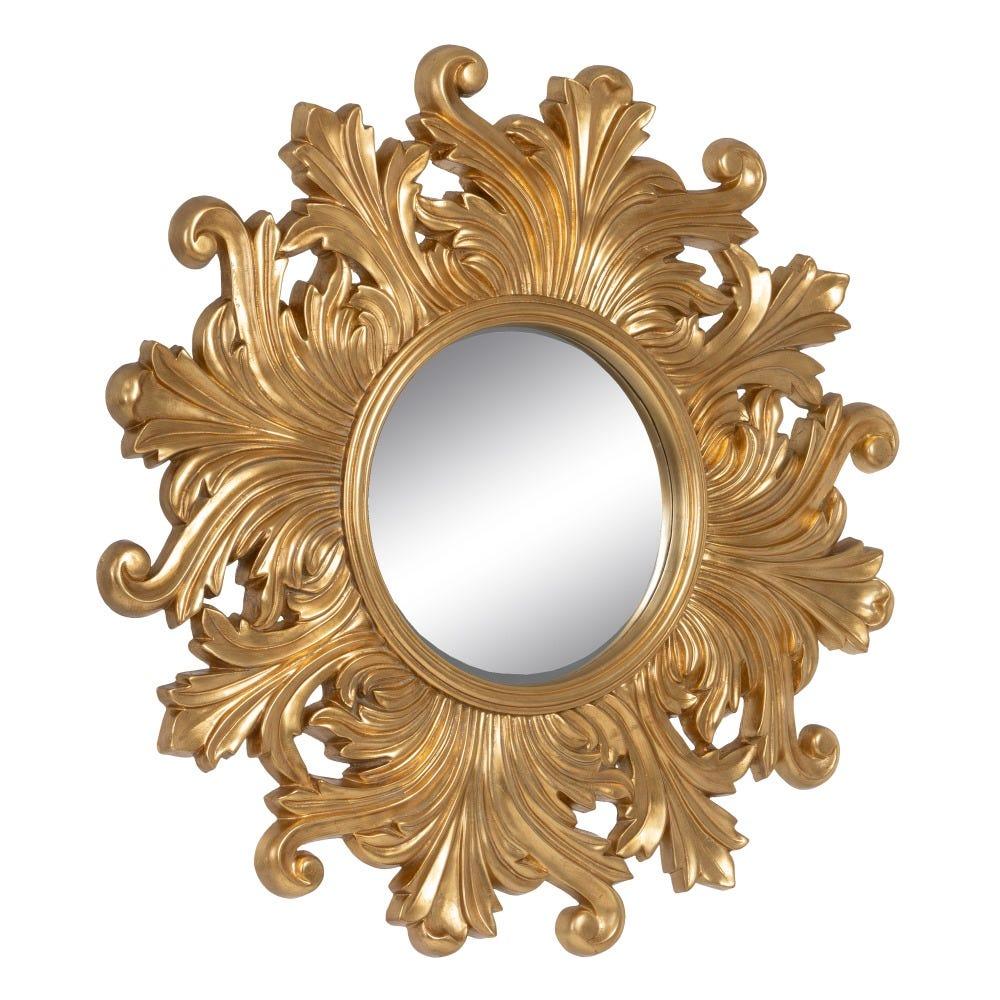 lolahome Espejo moldura de Flor de Lis dorado y cristal de Ø 114 cm