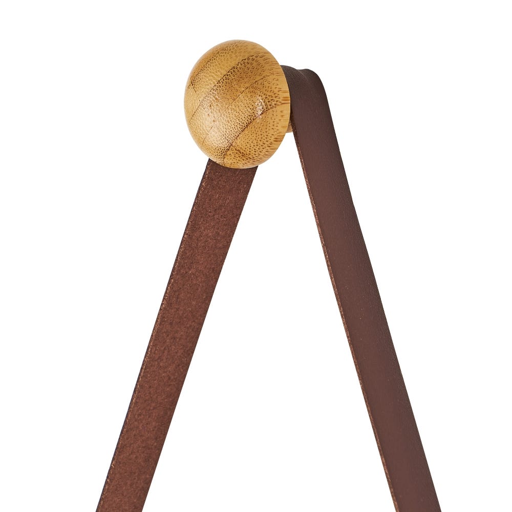 Lolahome Espejo Ovalado Con Correa De Piel De Bambú Natural De 43x77 Cm