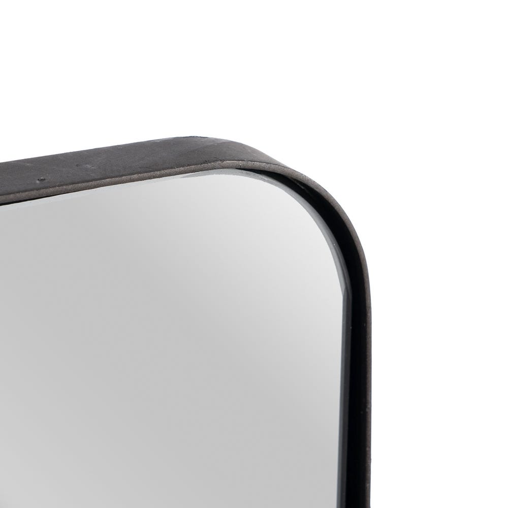 Lolahome Espejo Rectangular Con Estante Negro De Metal Y Cristal De 35x15x81 Cm