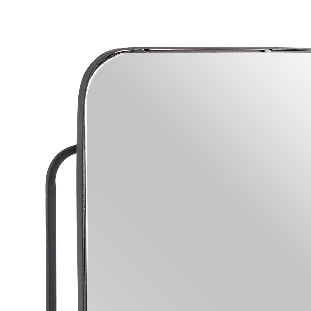 Lolahome Espejo Rectangular Con Estante Negro De Metal Y Cristal De 35x15x81 Cm