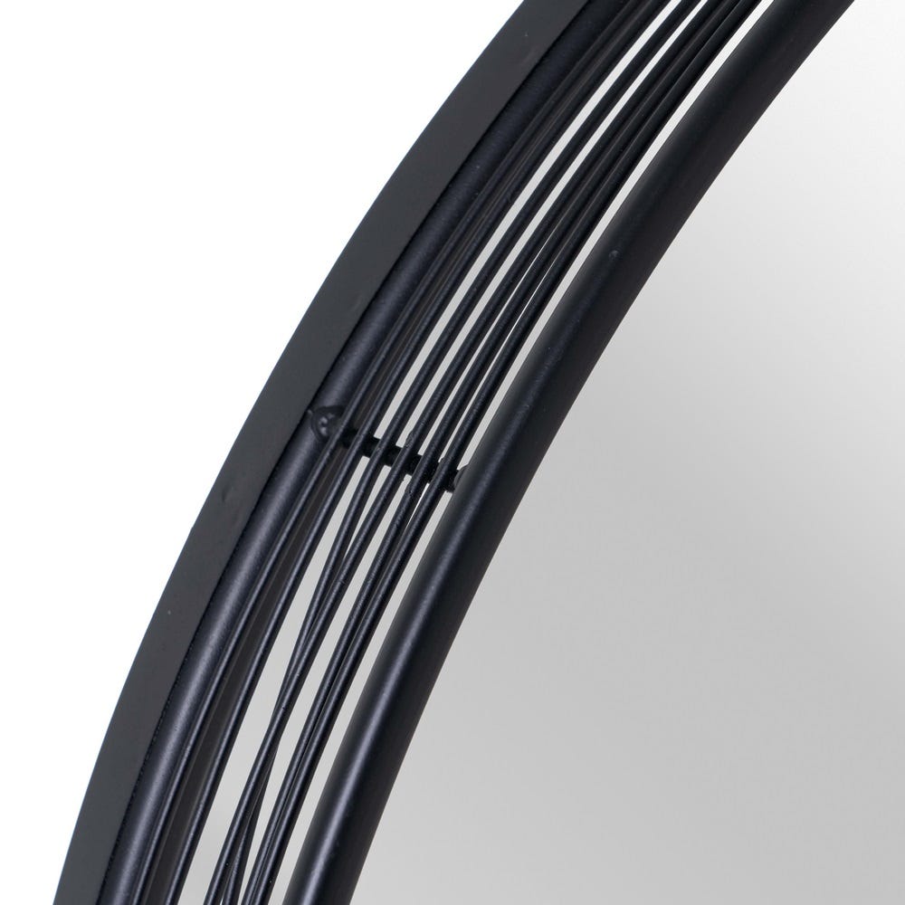 Lolahome Espejo Redondo Con Varillas Negro De Metal Y Cristal De Ø 81x15 Cm