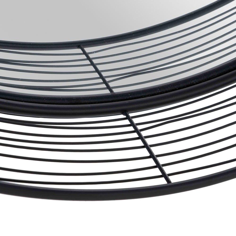 Lolahome Espejo Redondo Con Varillas Negro De Metal Y Cristal De Ø 81x15 Cm