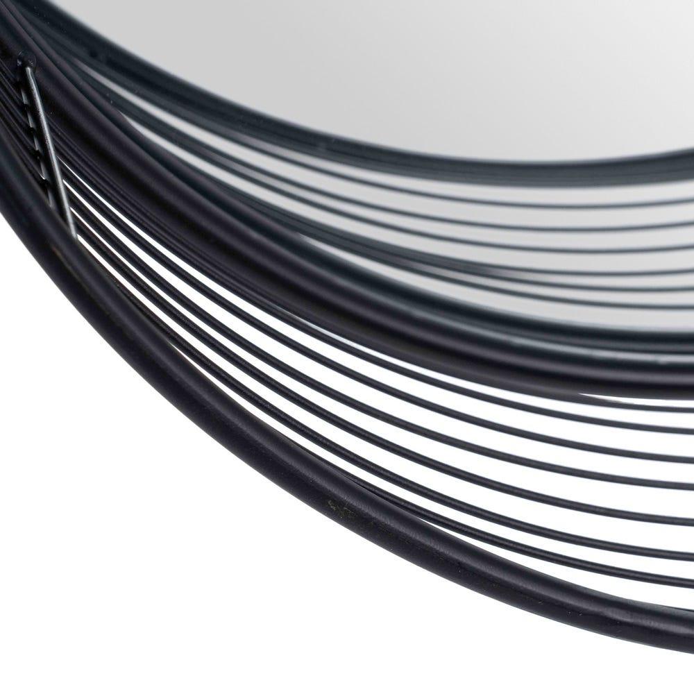 Lolahome Espejo Redondo Con Varillas Negro De Metal Y Cristal De Ø 60x15 Cm