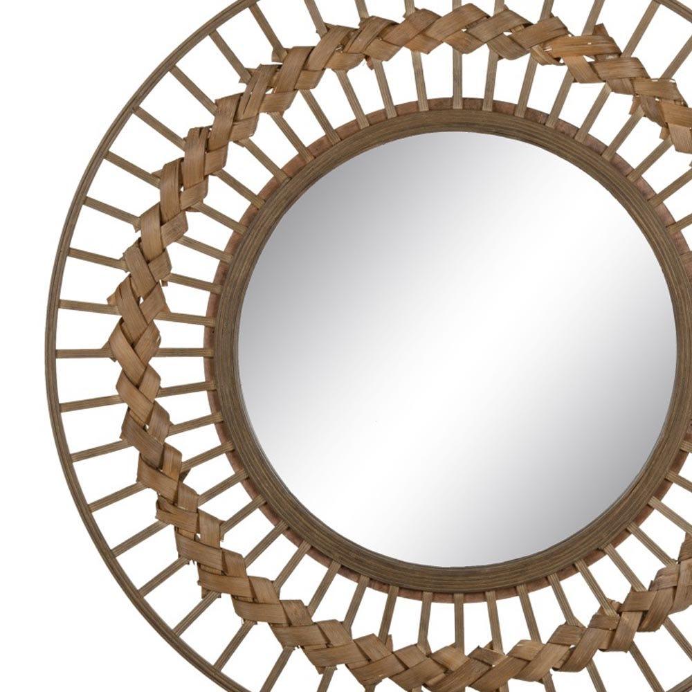 Lolahome Espejo Sol Trenzado Bambú Natural De Ø 80 Cm